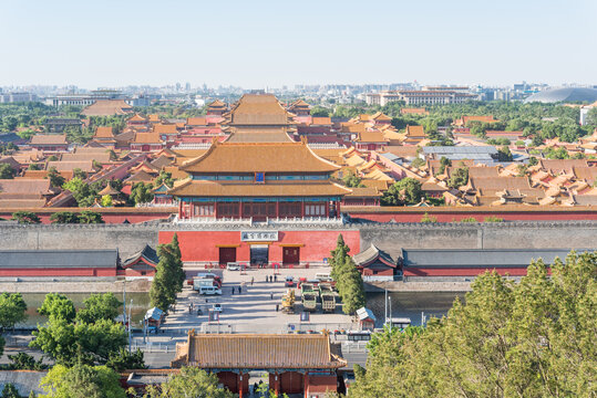 俯瞰中国北京故宫全景