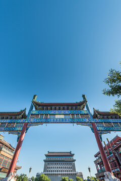 北京前门大街和正阳门箭楼
