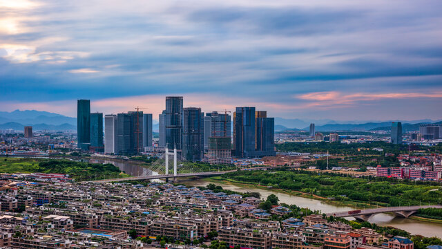 浙江义乌城市建筑风光