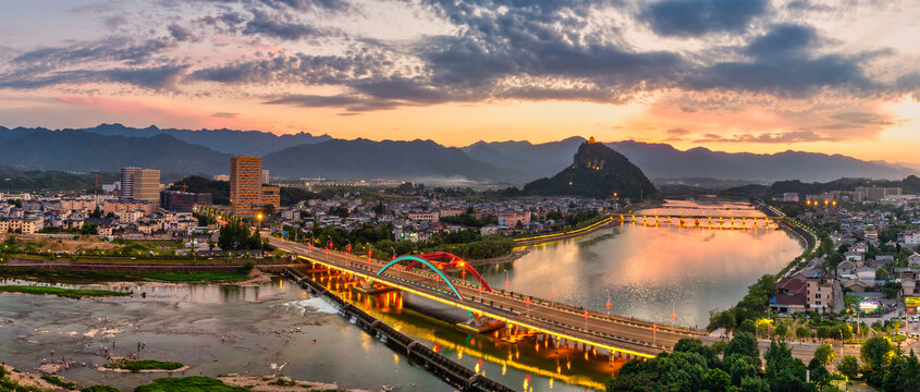 松阳地标夜景全景