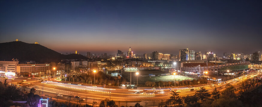 济南城市夜色全景图