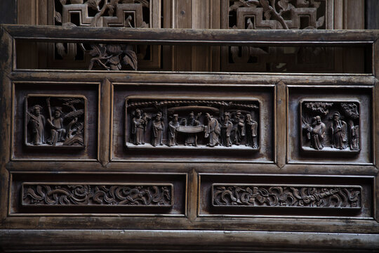 中国明清传统门窗木雕花窗