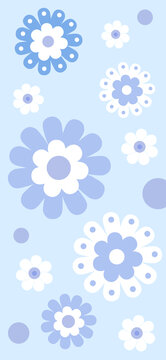 蓝色白色卡通简约小花朵