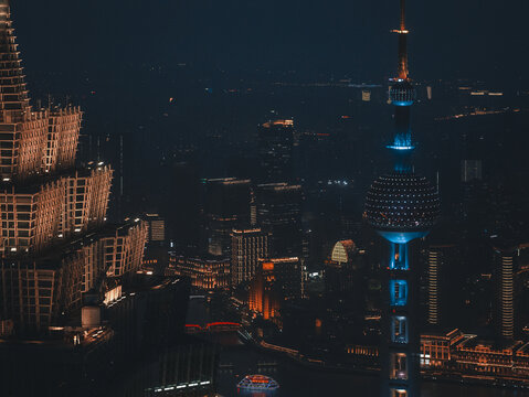 陆家嘴俯拍夜景