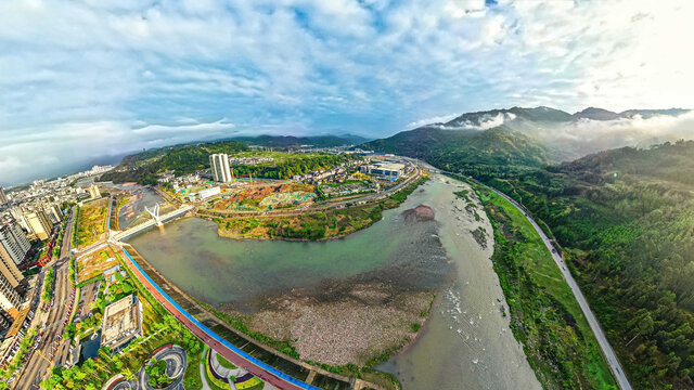 荥经两合水大田工业区全景