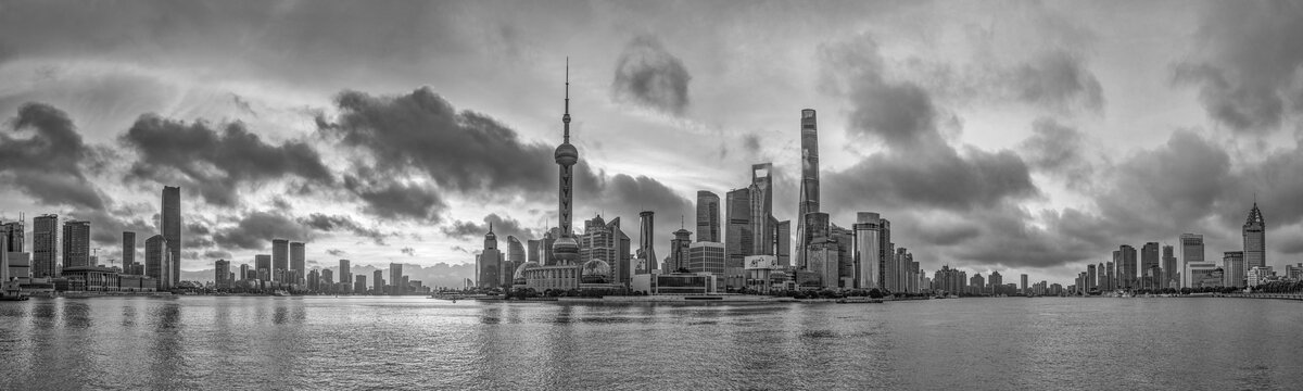 上海全景黑白照片