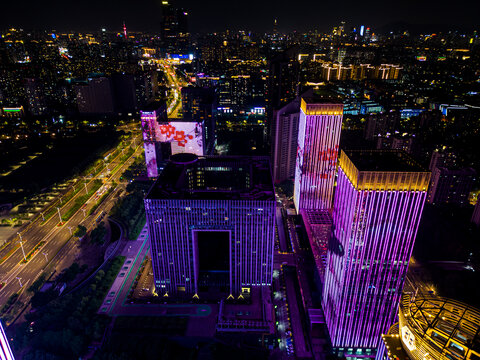 江苏南京奥体中心河西夜景