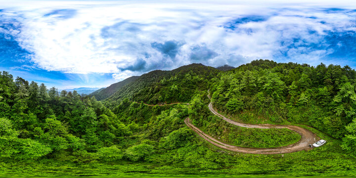 荥经安靖鸽子花环山公路全景