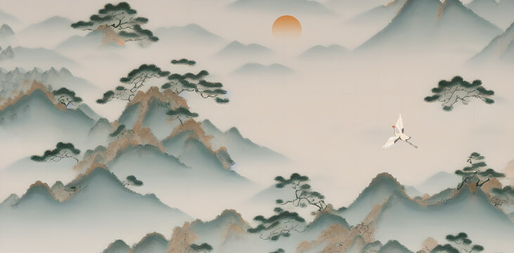 江山水墨画风景图
