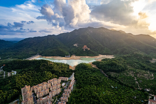 珠海斗门黄杨山日出航拍