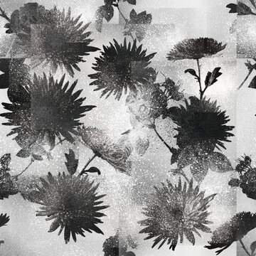 原创深灰色抽象花卉背景图
