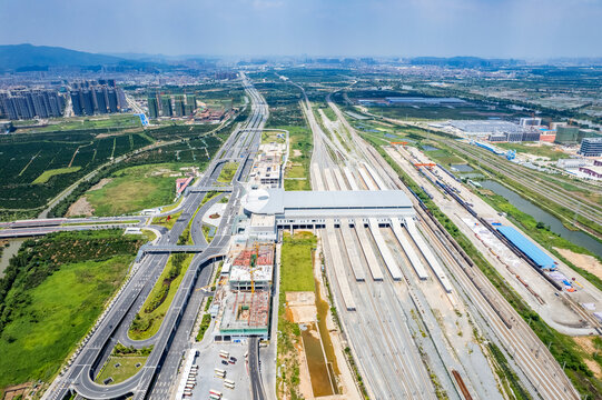 江门高铁站航拍全景