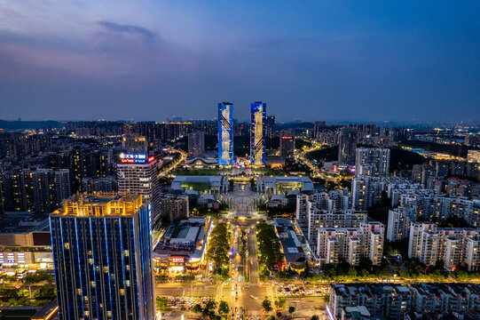 江门蓬江万达广场夜景航拍