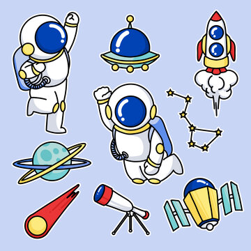 宇航员太空航天元素插画