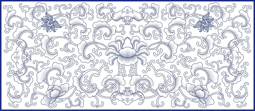 蝙蝠缠枝花纹