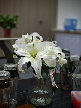 桌上的百合花