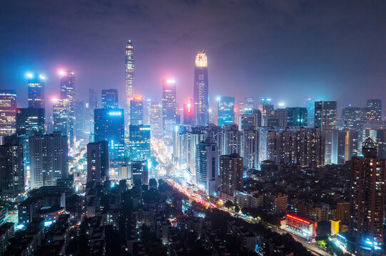 深圳市城市天际线摩天大楼夜景