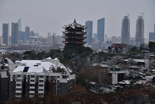 武汉黄鹤楼风光雪景