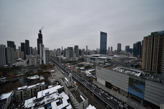 武汉雪景城市风光