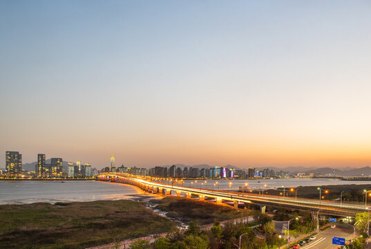 温州瓯越大桥夜景高清全景图