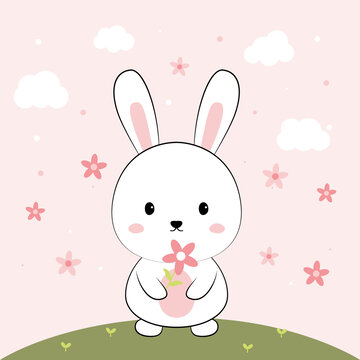 卡通可爱兔子插画背景