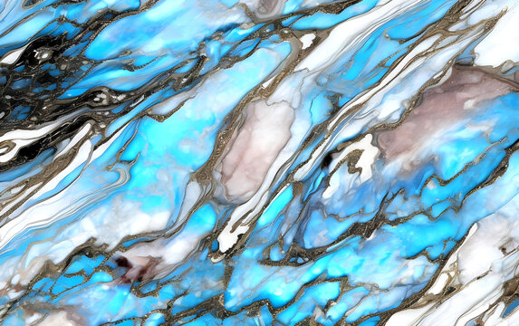 孔雀蓝纹抽象大理石