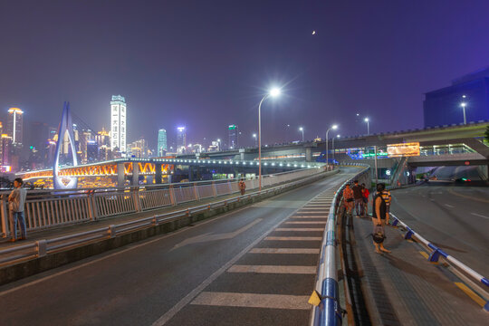 重庆桥梁道路夜景