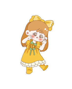 手绘卡通小女孩