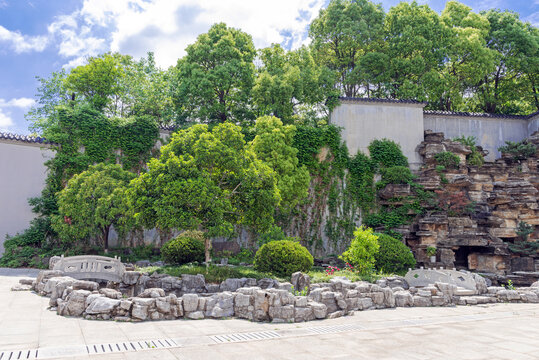 绿藤假山照壁