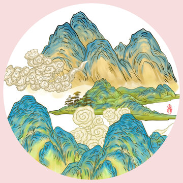 手绘山