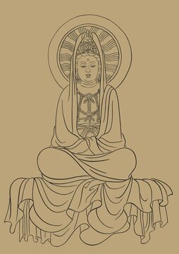 佛教观音菩萨线稿