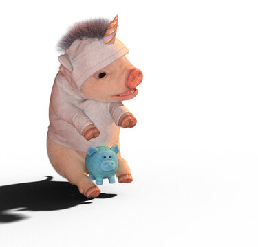猪3D渲染图透明底