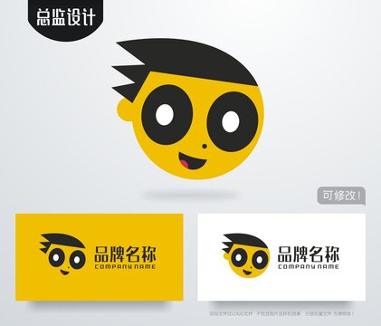 男孩头像logo餐饮速递