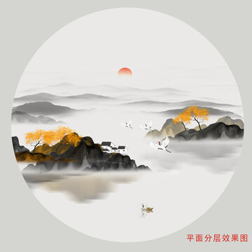 抽象水墨山水画