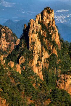 黄山俯瞰黄黄山奇峰