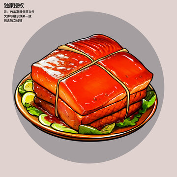 东坡肉插画