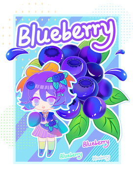 蓝莓女孩插画