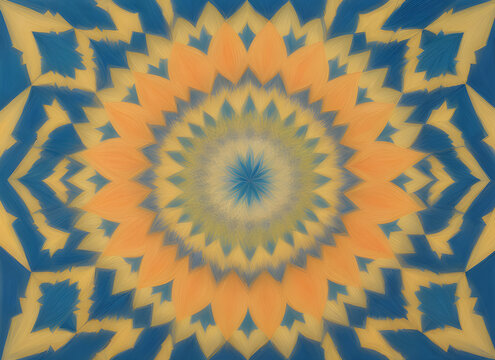 蓝色几何图形地毯