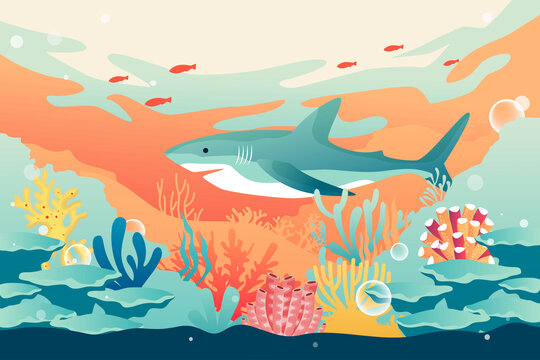 世界海洋日保护全球动物插画