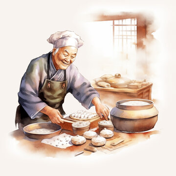 中华美食汤圆插画