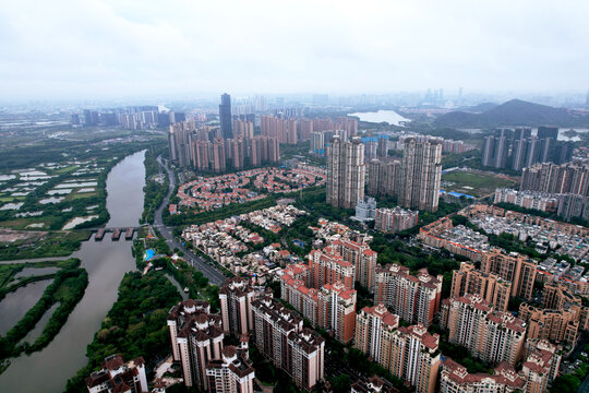 高空航拍大良东区住宅区