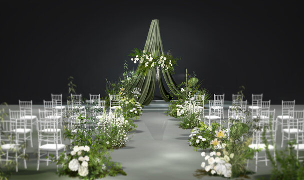 白绿布幔婚礼