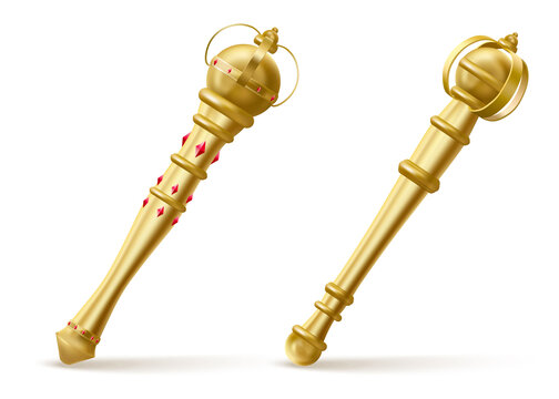 写实金色皇家珠宝装饰权杖素材