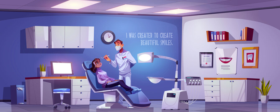 牙科诊所内接受诊疗的女士 专业牙科环境