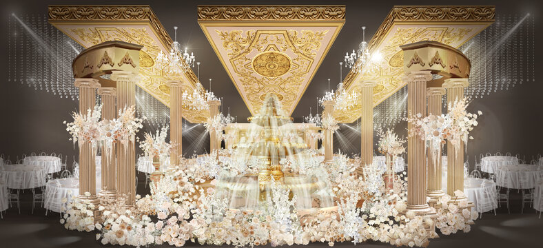 香槟色欧式婚礼主舞台设计图