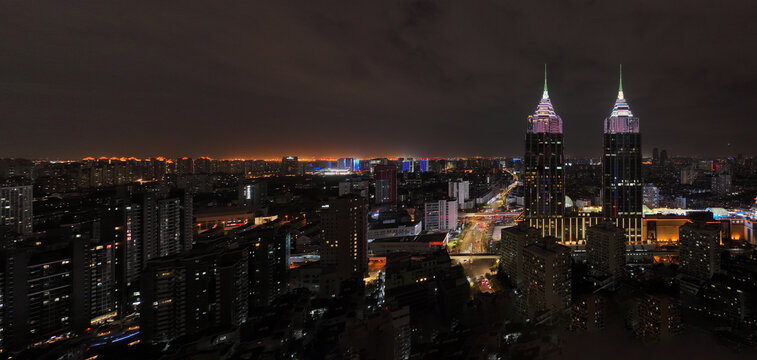 上海环球港夜景全景