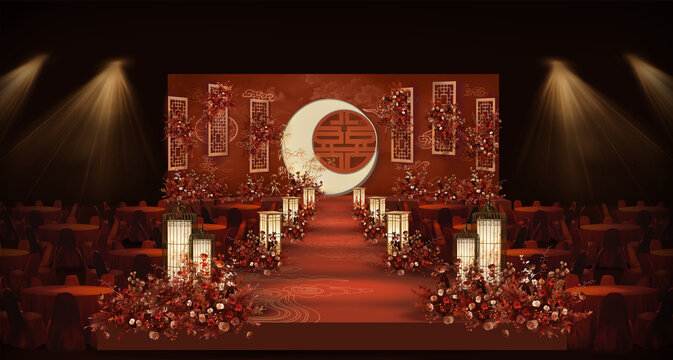 红色中式舞台