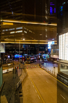 香港中环天桥都市风光夜景