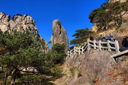 黄山风景登山