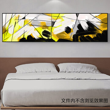 黄色抽象油画床头画